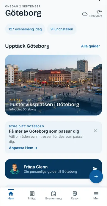 Skärmbild från Göteborgsappen