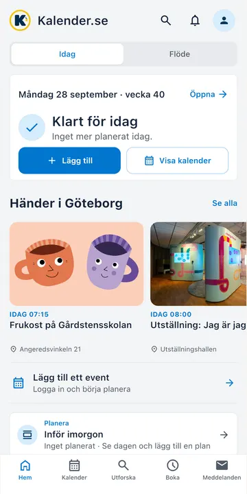 Skärmbild från Kalender.se